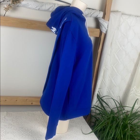 Sam Edelman Blue Cross Back Hoodie Sweater - Picture 2 of 11